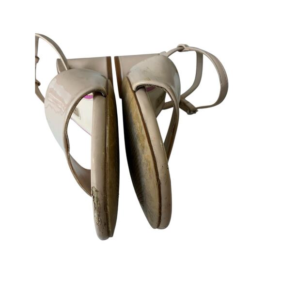 ZARA Cream Patent Leather Sandals | Round Block Heel | Size 6.5 - Picture 9 of 11